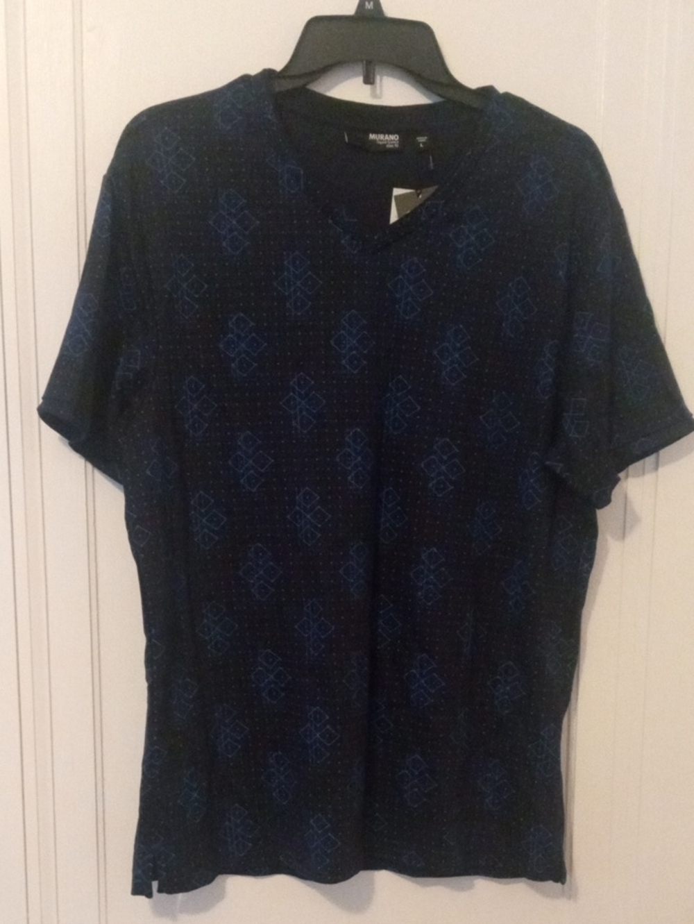 NWT Murano Navy Patterned Men's Large Short-Sleeve Shirt